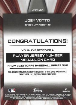 2022 Topps #JNM-JV Joey Votto Jersey Number Medallion Commemorative Relics