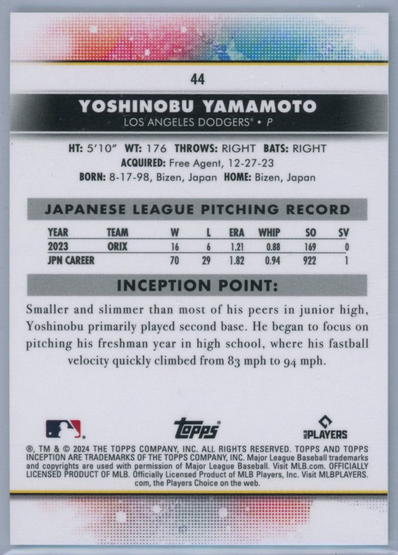 2024 Topps Inception #44 Yoshinobu Yamamoto
