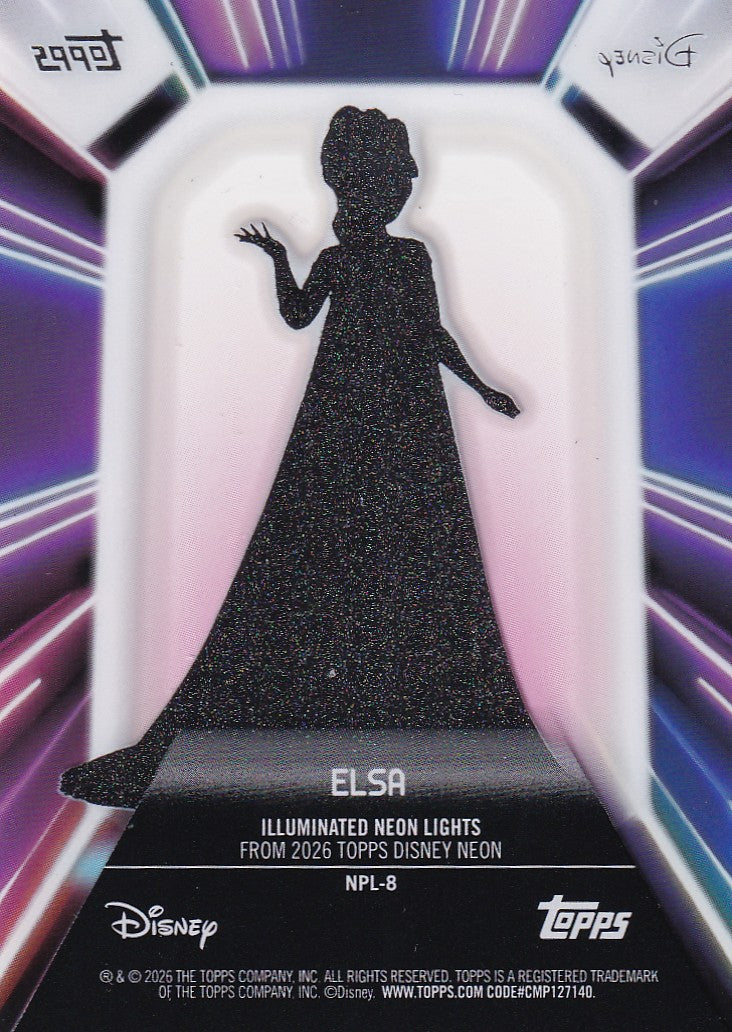 2026 Topps Disney Neon #NPL-8 Elsa Neon PETG Lights