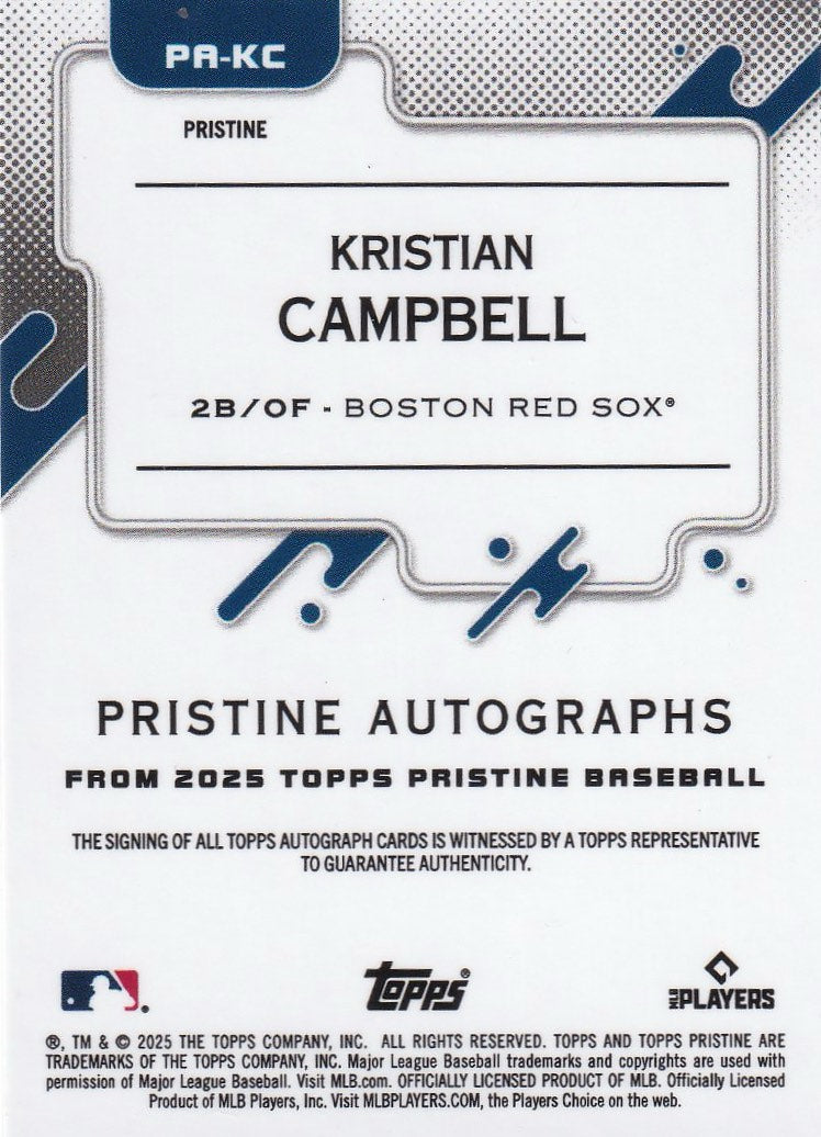 2025 Topps Pristine - Pristine Autographs Green Pulsar #PA-KC Kristian Campbell