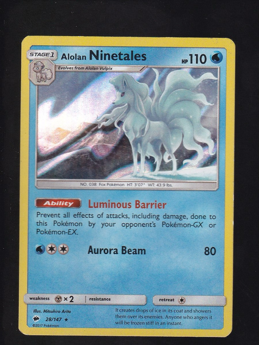 Alolan Ninetales #028/147-Water Web Holo (Moderately Played)