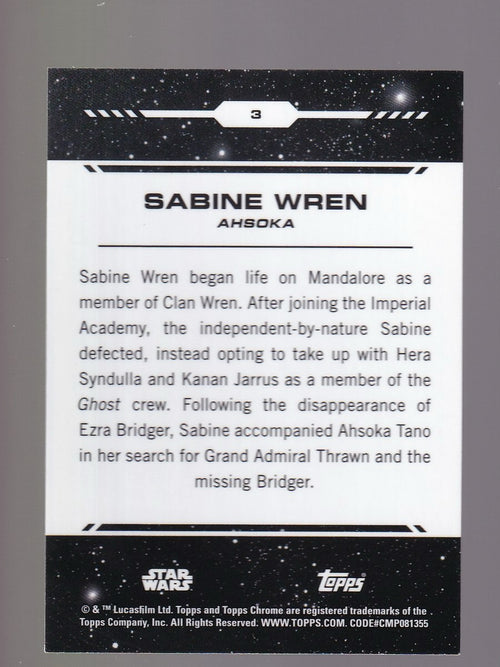 2024 Topps Chrome Star Wars #3 Sabine Wren Red Blaster Raywave Refractor