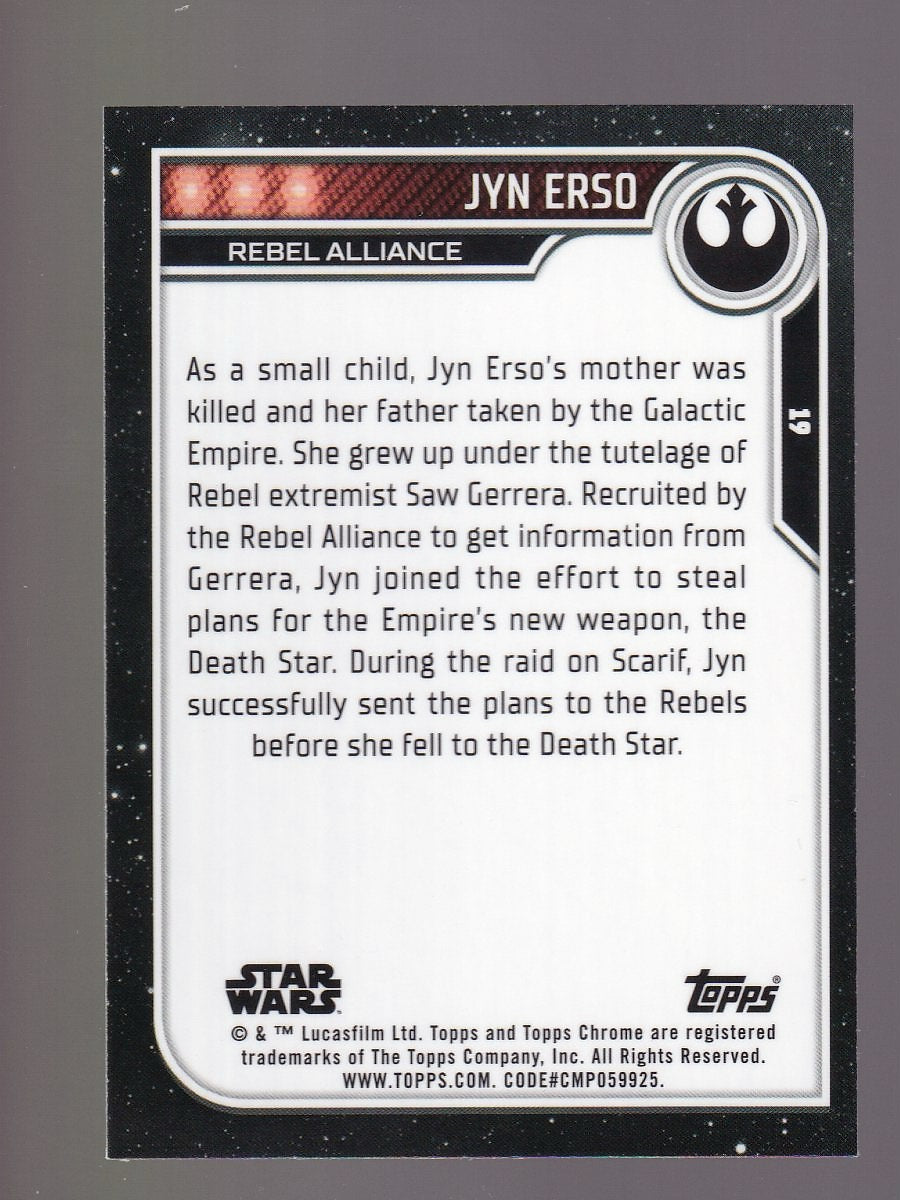 2023 Topps Chrome Star Wars #19 Jyn Erso Black Wave