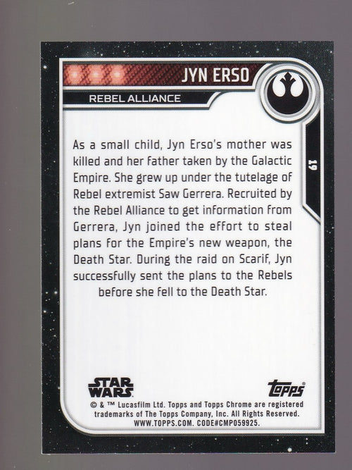 2023 Topps Chrome Star Wars #19 Jyn Erso Black Wave