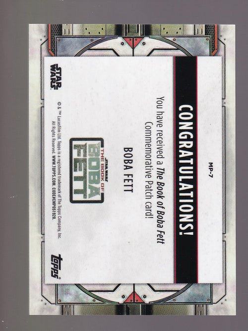 2022 Topps Star Wars: The Book of Boba Fett #MP-7 Boba Fett Commemorative Patch