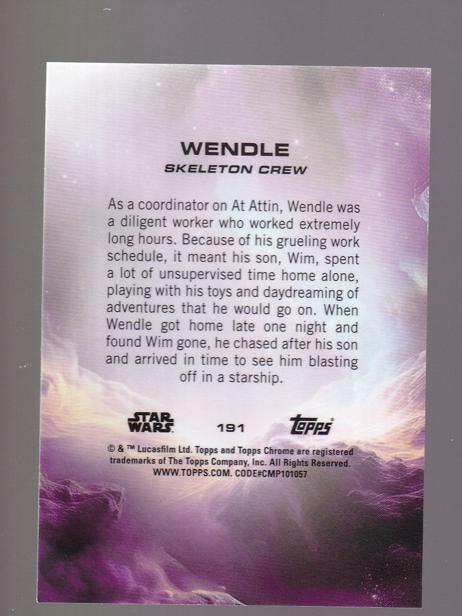 2025 Topps Chrome Star Wars #191 Wendle Kamino Purple Numbered