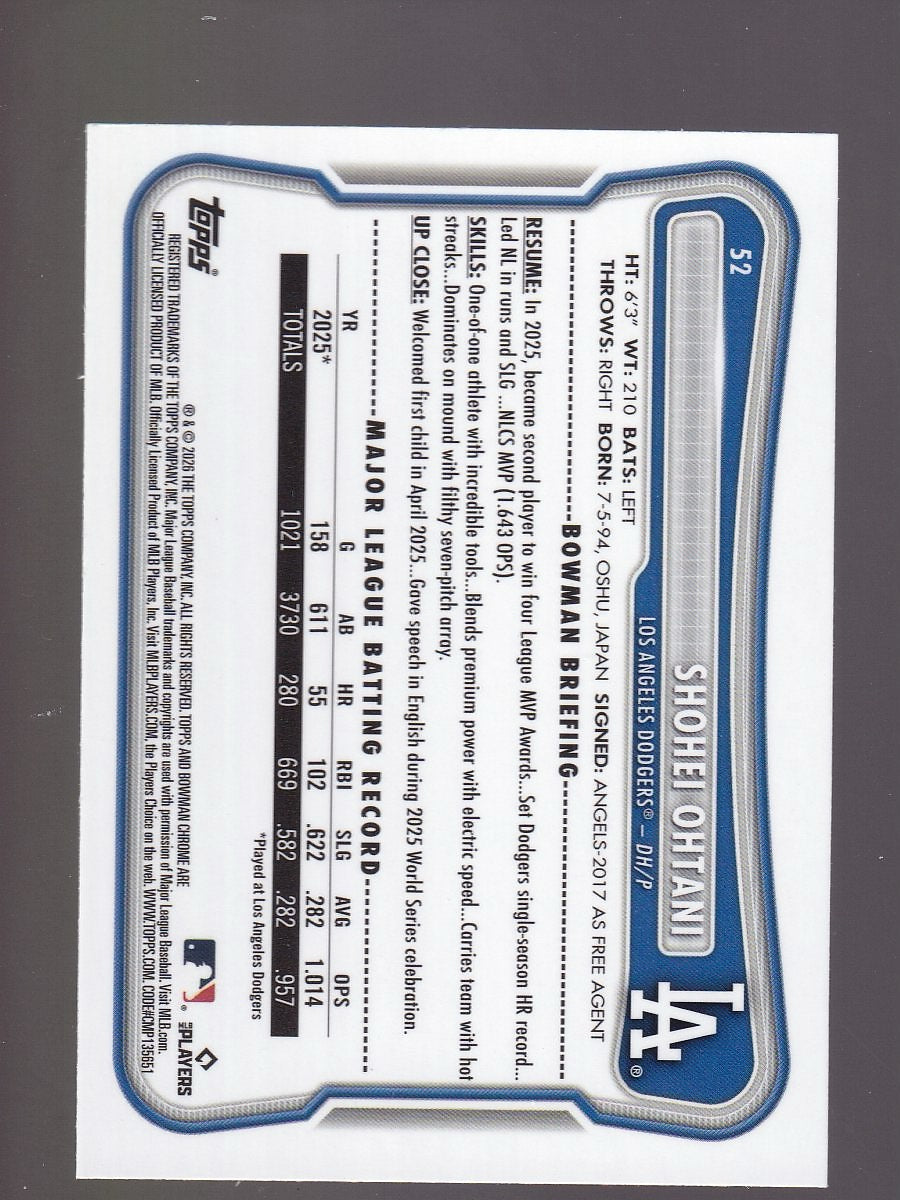 2026 Bowman #52 Shohei Ohtani Mojo Refractor