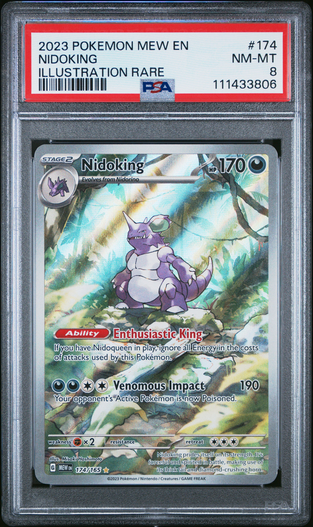 2023 Pokemon Mew En-151 #174 Nidoking Illustration Rare PSA 8