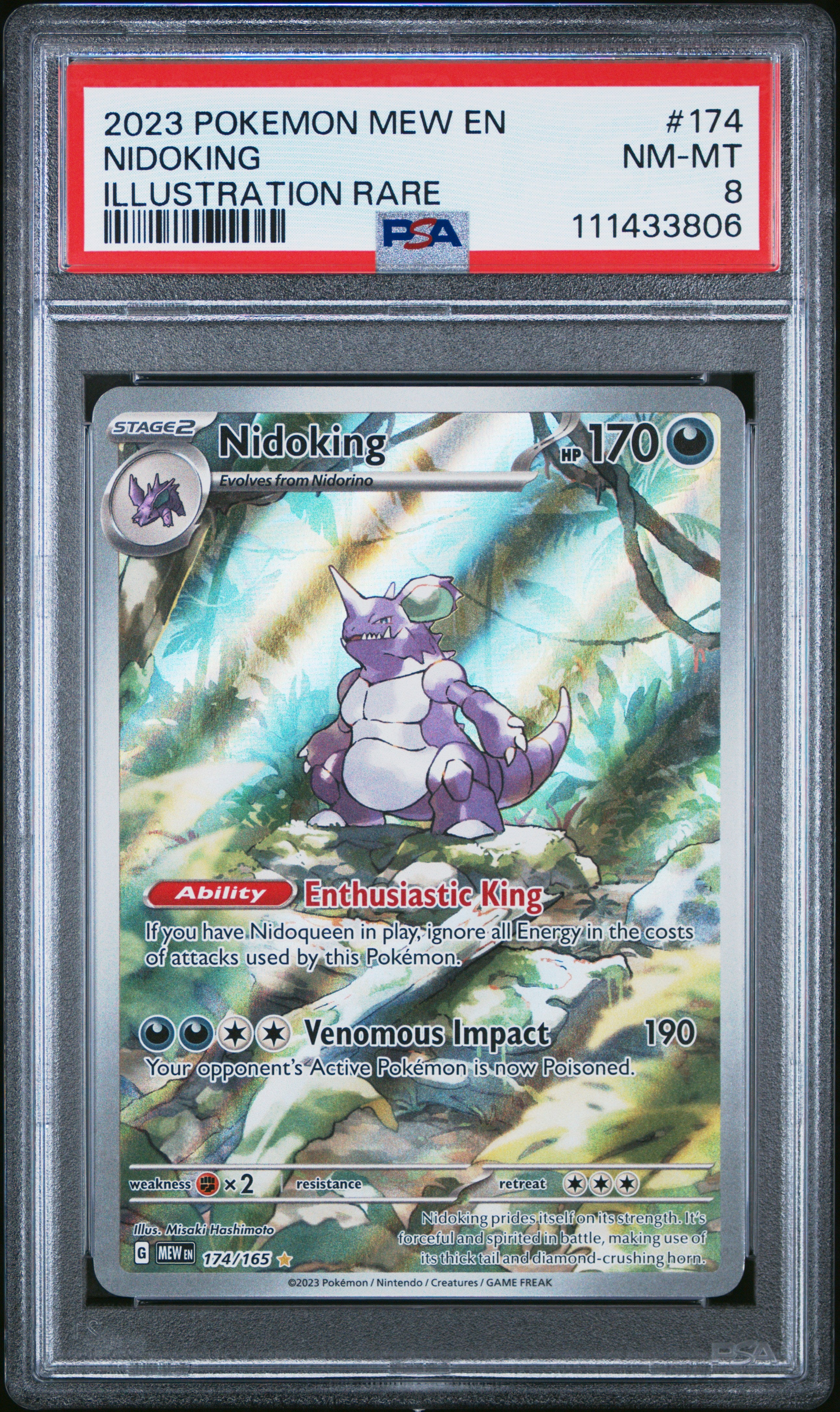 2023 Pokemon Mew En-151 #174 Nidoking Illustration Rare PSA 8
