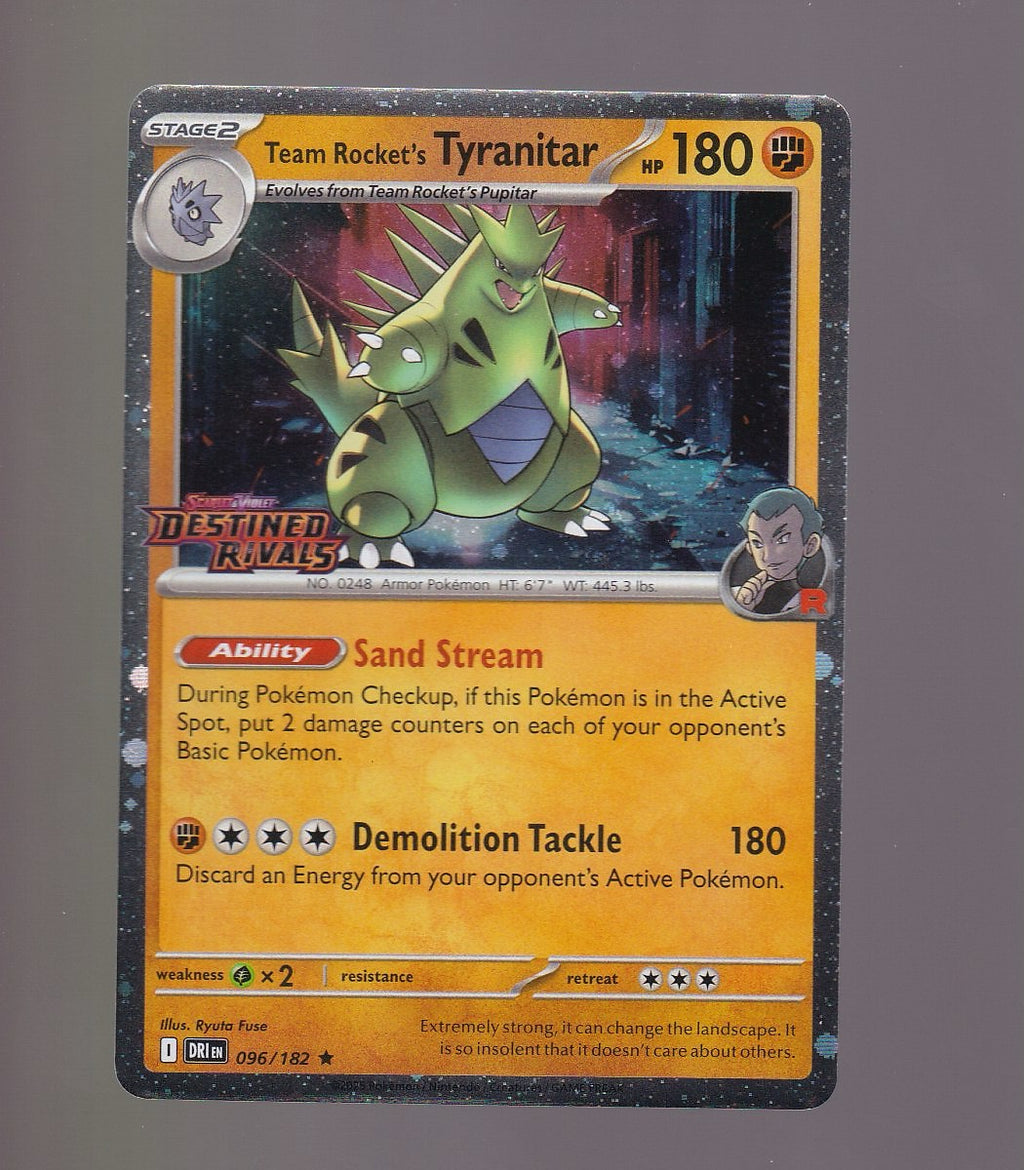 Destined Rivals #096/182 Team Rocket's Tyranitar-Prerelease DR Stamp