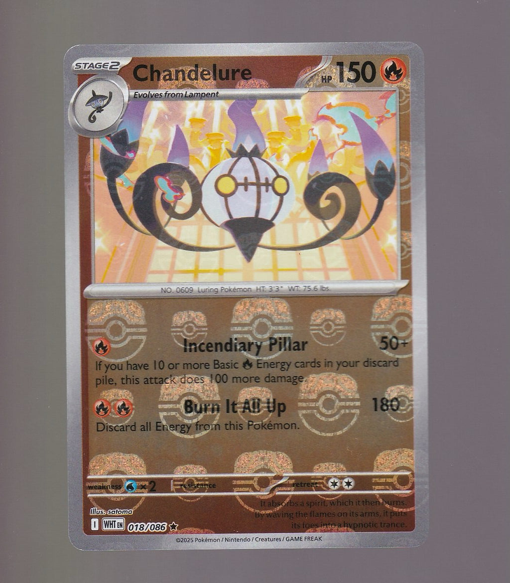 2025 Pokémon Scarlet & Violet - White Flare #18 Chandelure -Masterball Pattern