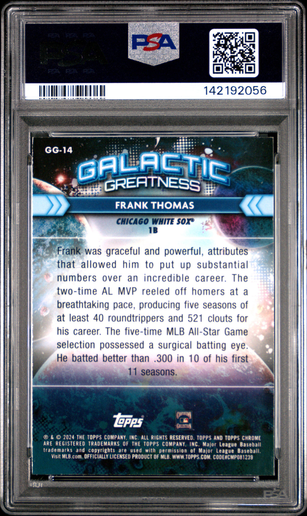 2024 Topps Cosmic Chrome Galactic Greatness #14 Frank Thomas PSA 9