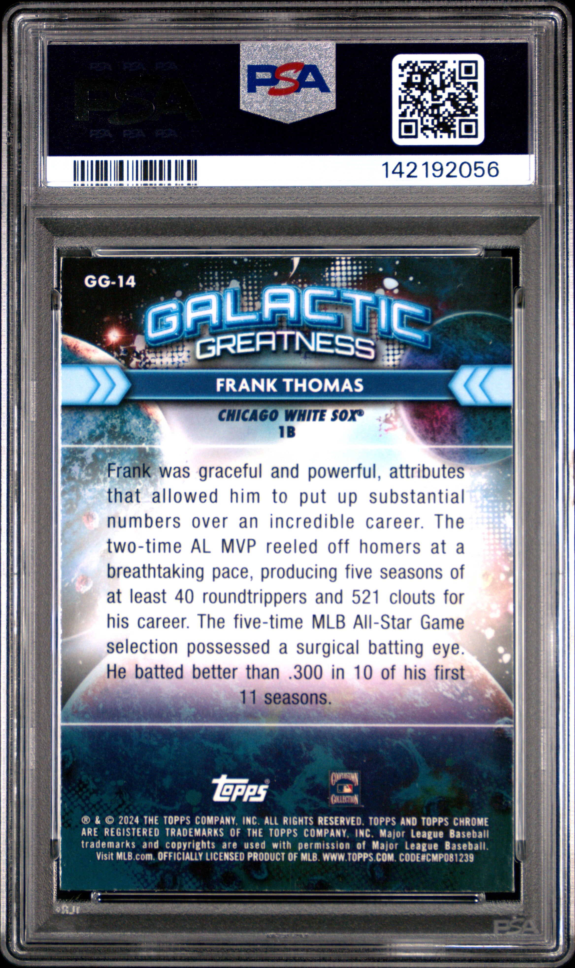 2024 Topps Cosmic Chrome Galactic Greatness #14 Frank Thomas PSA 9