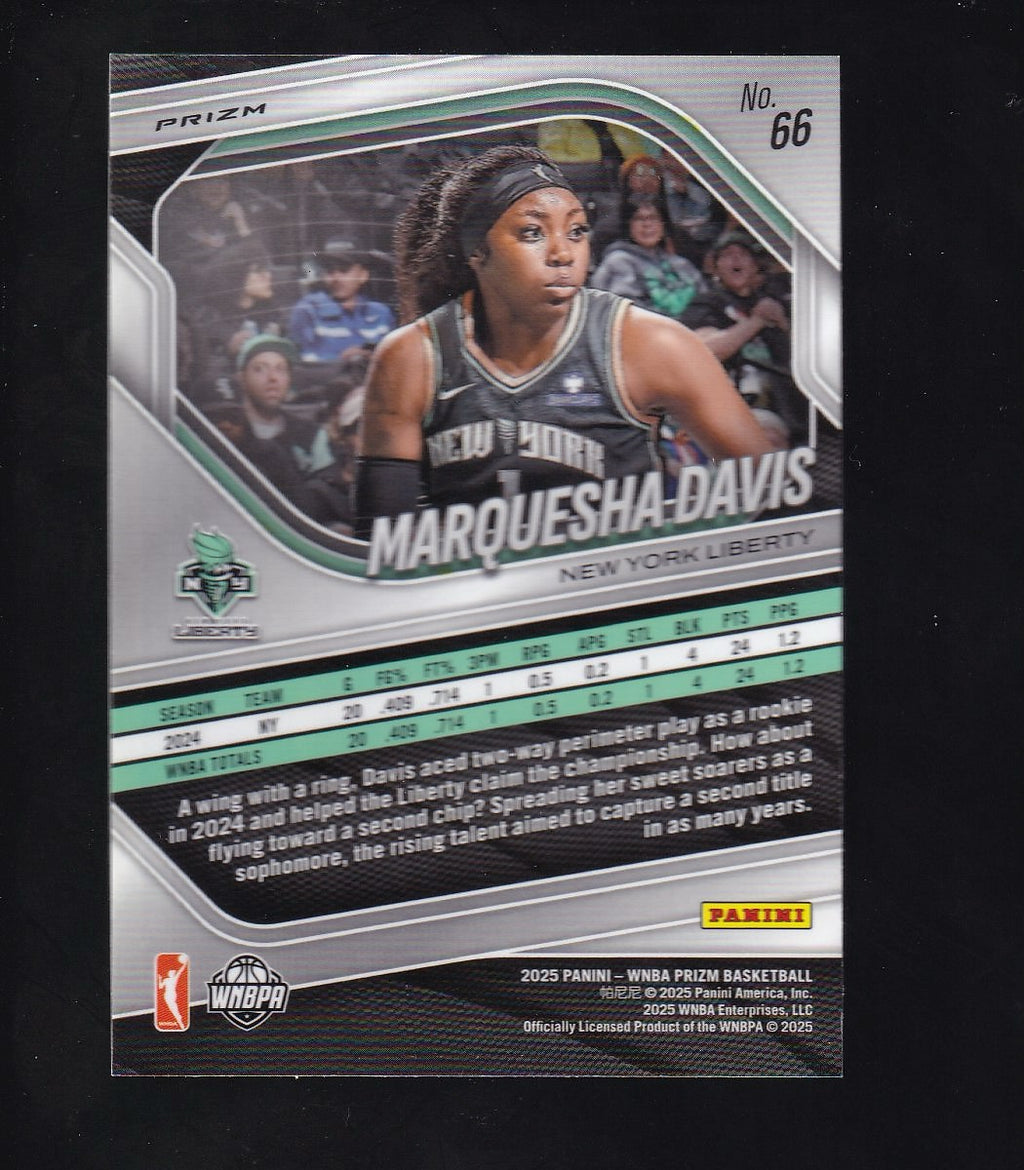 2025 Panini Prizm WNBA #66 Marquesha Davis White Seismic Prizms