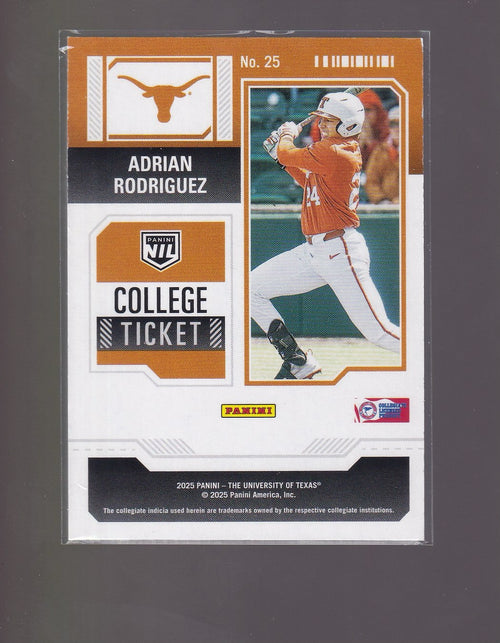 2025 Panini NIL Texas Longhorns #25 Adrian Rodriguez