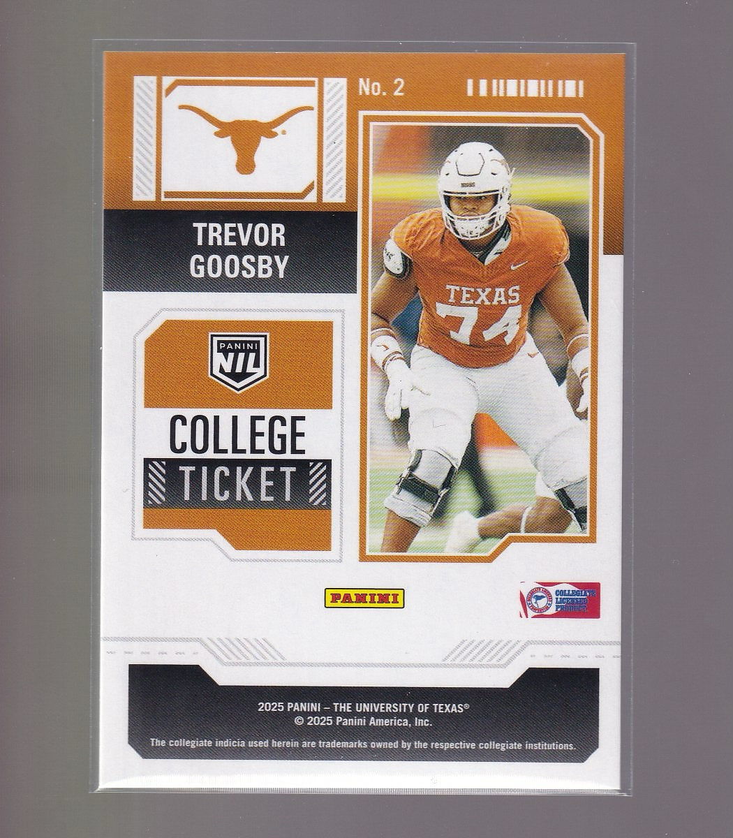 2025 Panini NIL Texas Longhorns #2 Trevor Goosby Red White and Blue