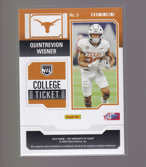 2025 Panini NIL Texas Longhorns #5 Quintrevion Wisner Red White and Blue