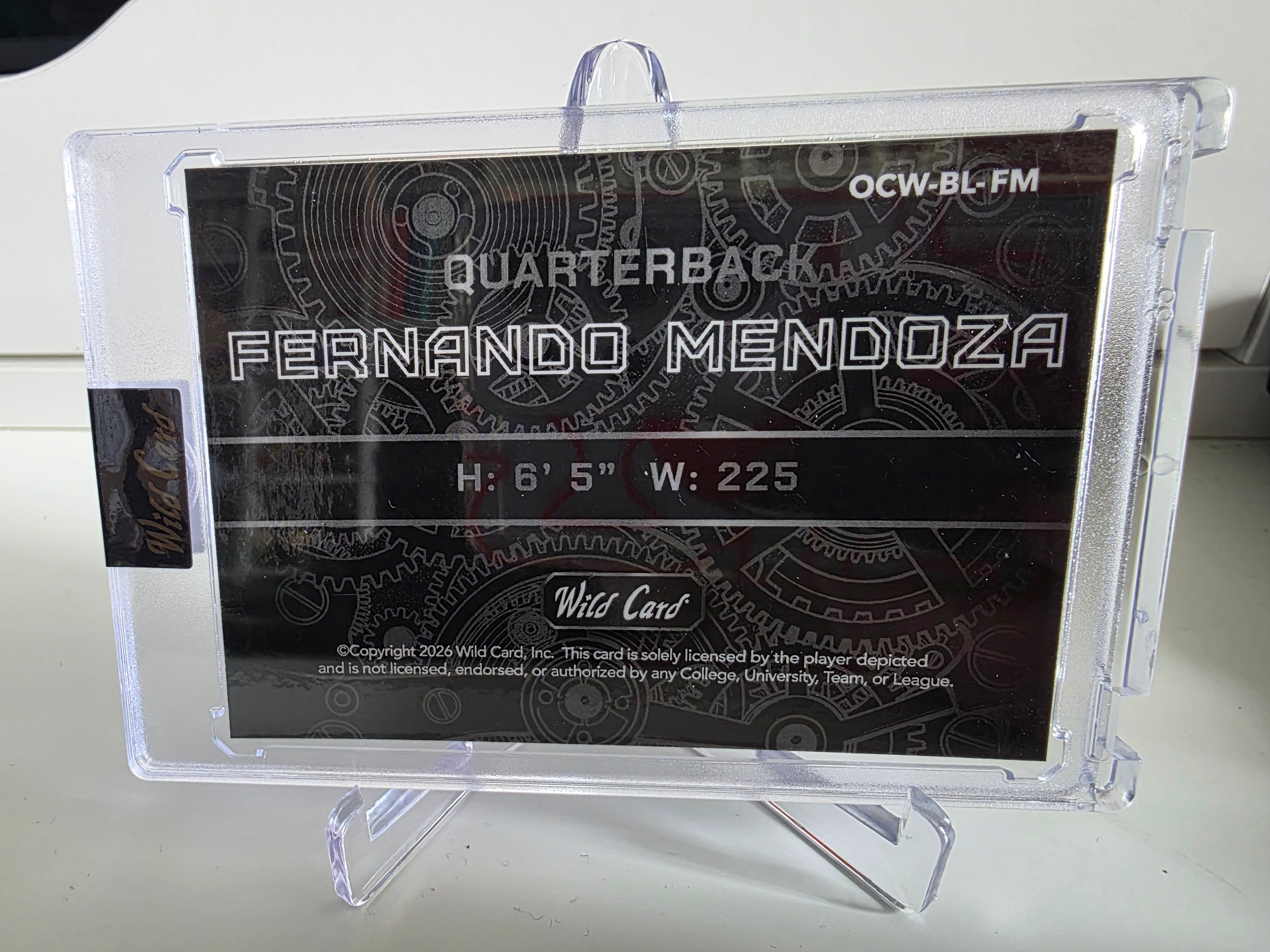 QB1 On The Clock Blue Sparkle #OCW-BL-FM Fernando Mendoza Rookie 3/4