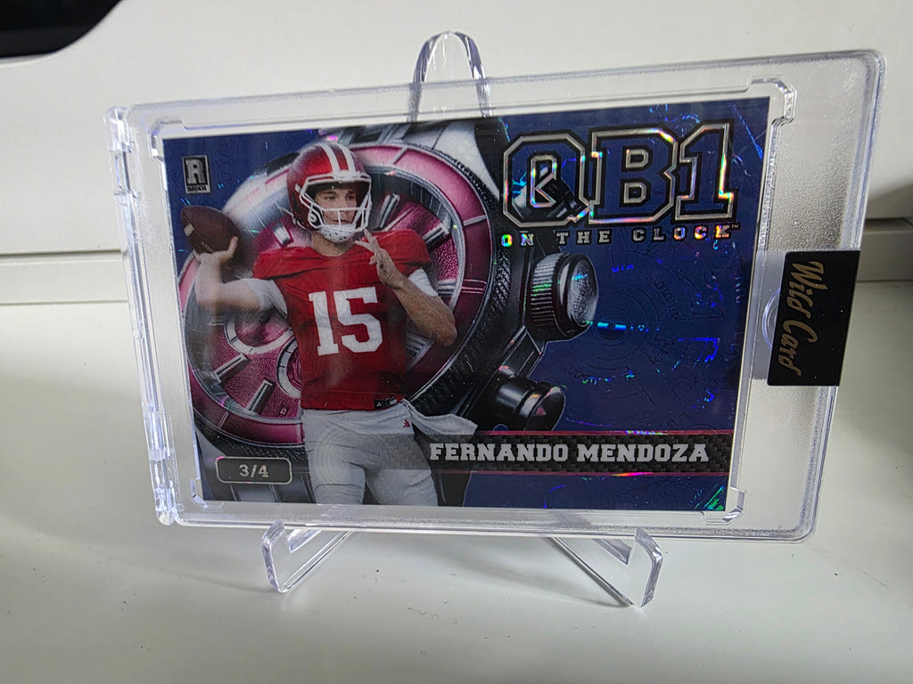 QB1 On The Clock Blue Sparkle #OCW-BL-FM Fernando Mendoza Rookie 3/4