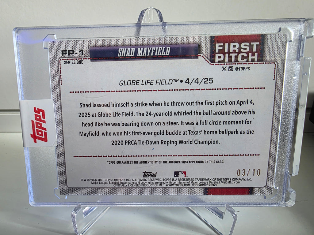 2026 Topps #FP-1 Shad Mayfield First Pitch Autographs Black #/10