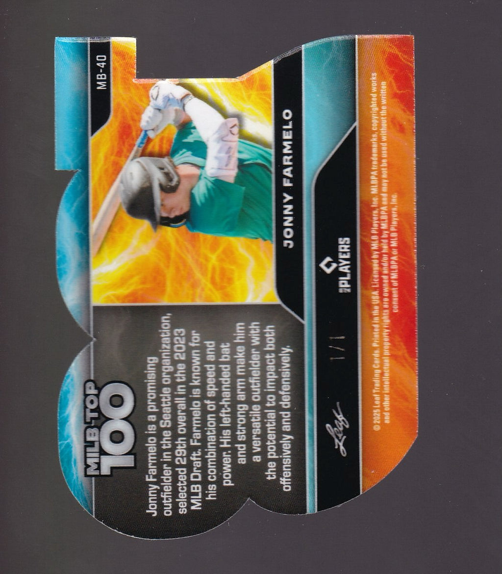 2025 Leaf Baseball Nation #MB-40 Jonny Farmelo MiLB Top 100 Base Lava Blue 1/1