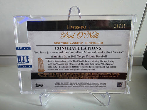 2012 Topps Tribute #WSS-PO Paul O'Neill World Series Swatches Orange #/25