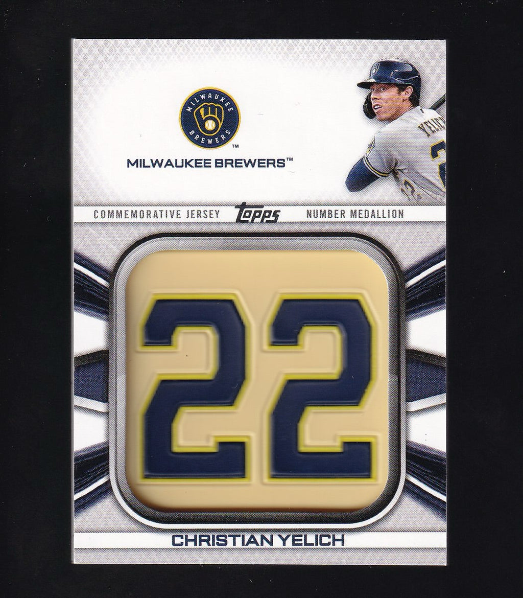 2022 Topps #JNM-CY Christian Yelich Player Jersey Number Medallion Commemorative