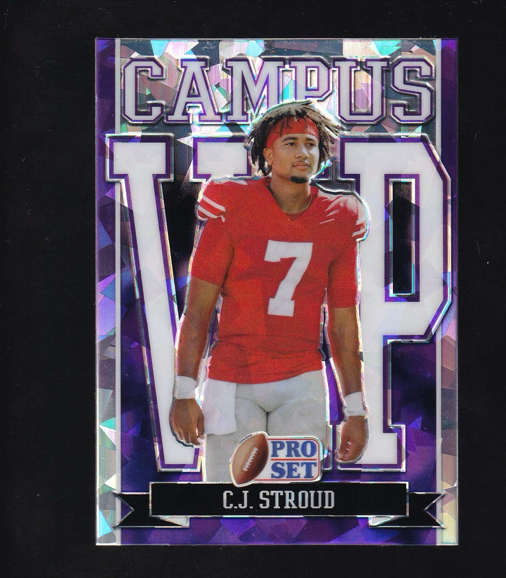 2022 Pro Set #VIP-CJS C.J. Stroud Campus VIP Purple Cracked Ice