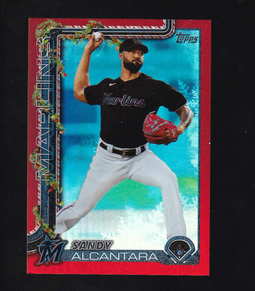 2025 Topps Holiday #H144 Sandy Alcantara Red Metallic Holiday #/10