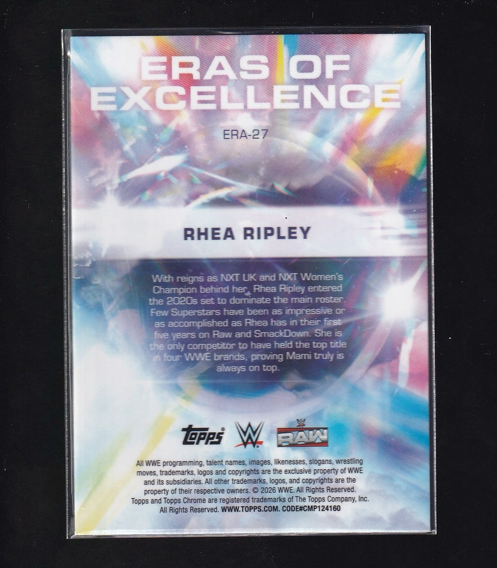 2026 Chrome WWE #ERA-27 Rhea Ripley Eras of Excellence Green Refractor #/99