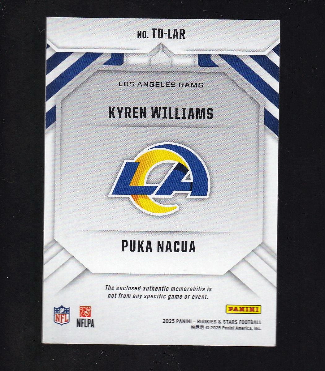 2025 Panini Rookies & Stars #TD-LAR Kyren Williams / Puka Nacua Team Duals