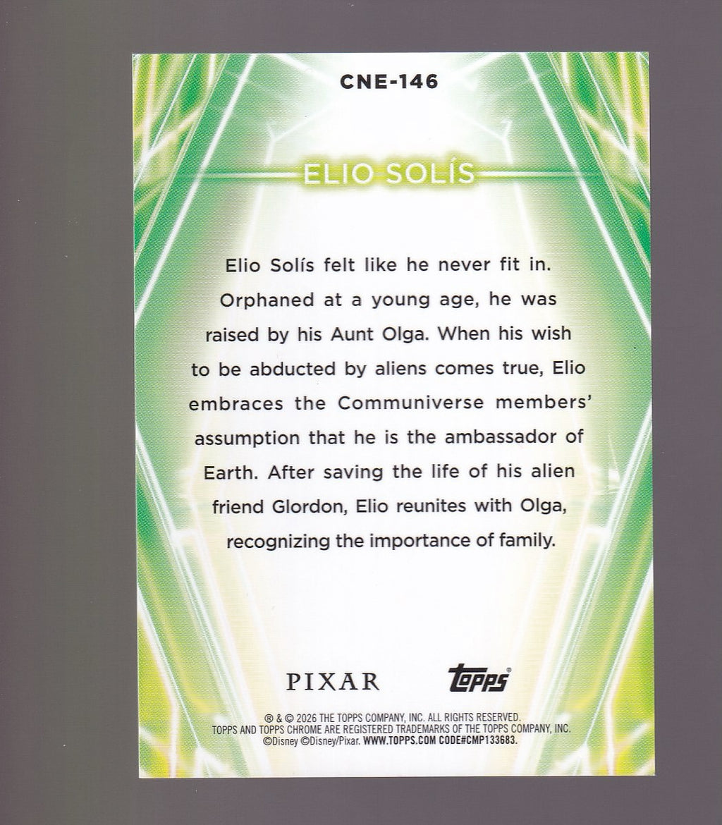 2026 Topps Disney Neon 22/50 #CNE-146 Elio Solís Neon-Etch Gold Shimmer