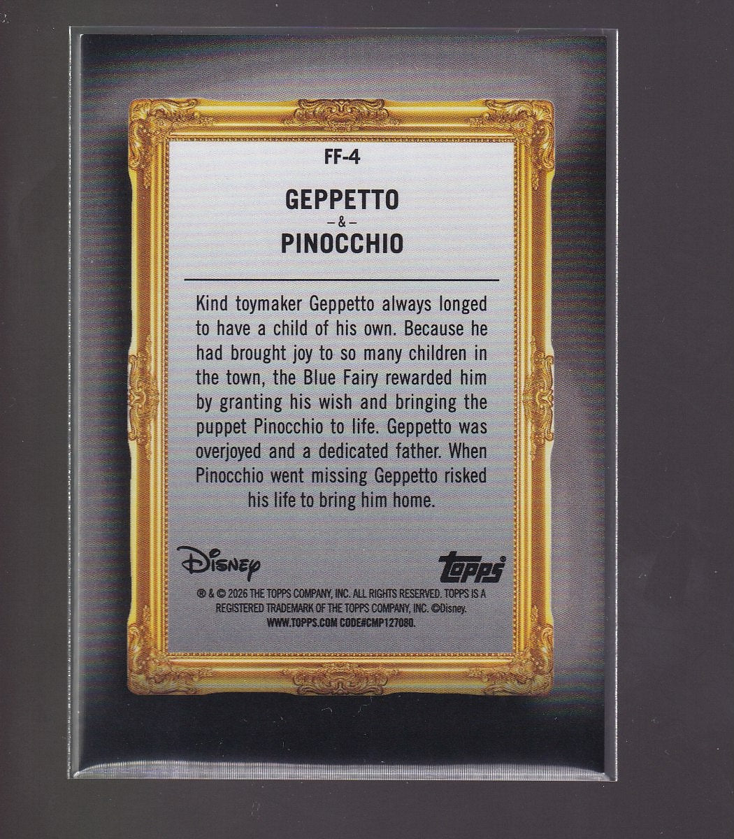 2026 Topps Disney Neon #FF-4 Geppetto / Pinocchio Family First 28/50