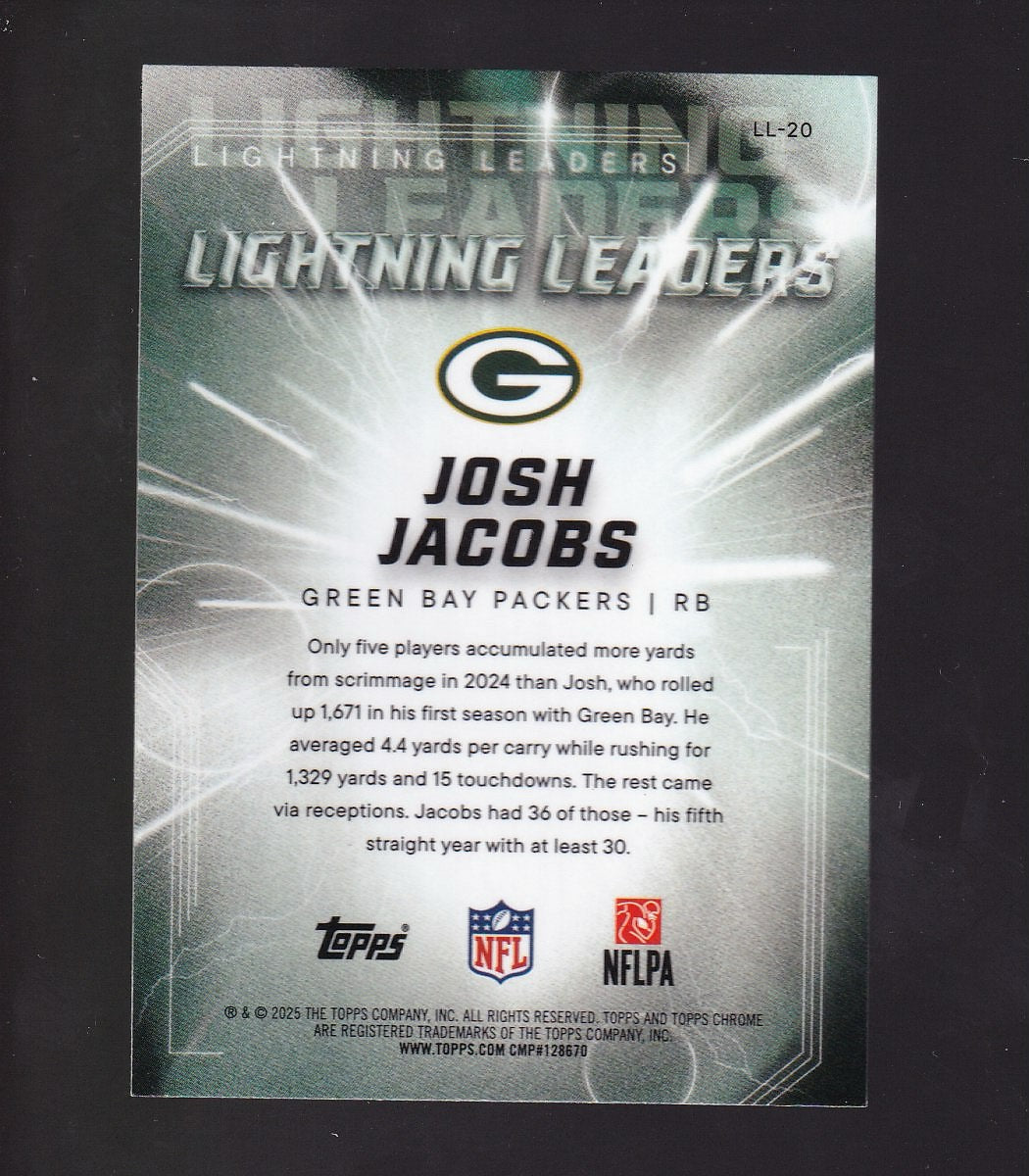 2025 Topps Chrome #LL-20 Josh Jacobs Lightning Leaders