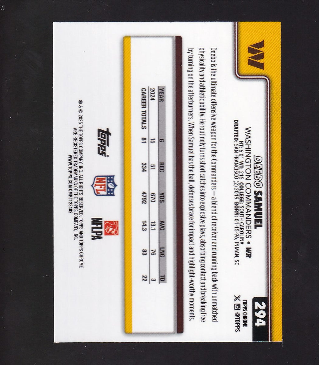 2025 Topps Chrome #294 Deebo Samuel Lightboard Logo
