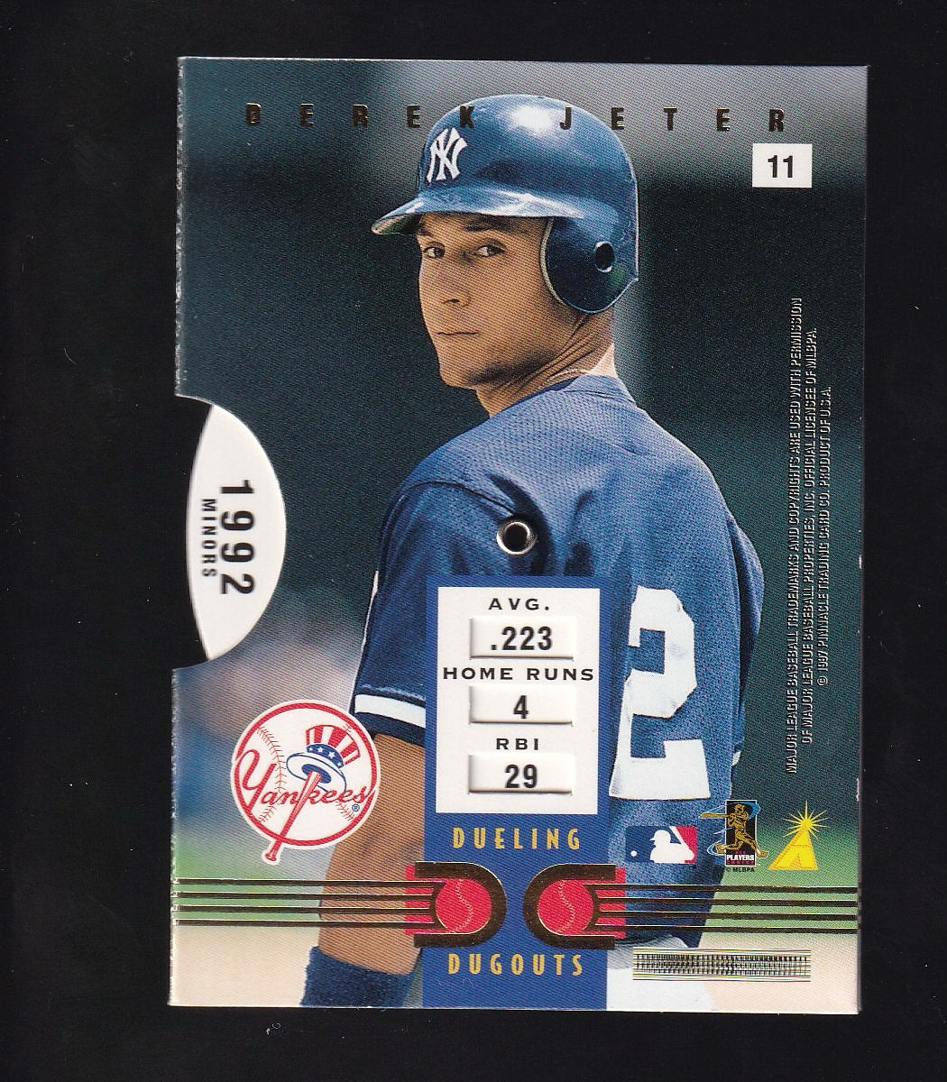 1997 Pinnacle Inside #11 Barry Larkin / Derek Jeter Dueling Dugouts