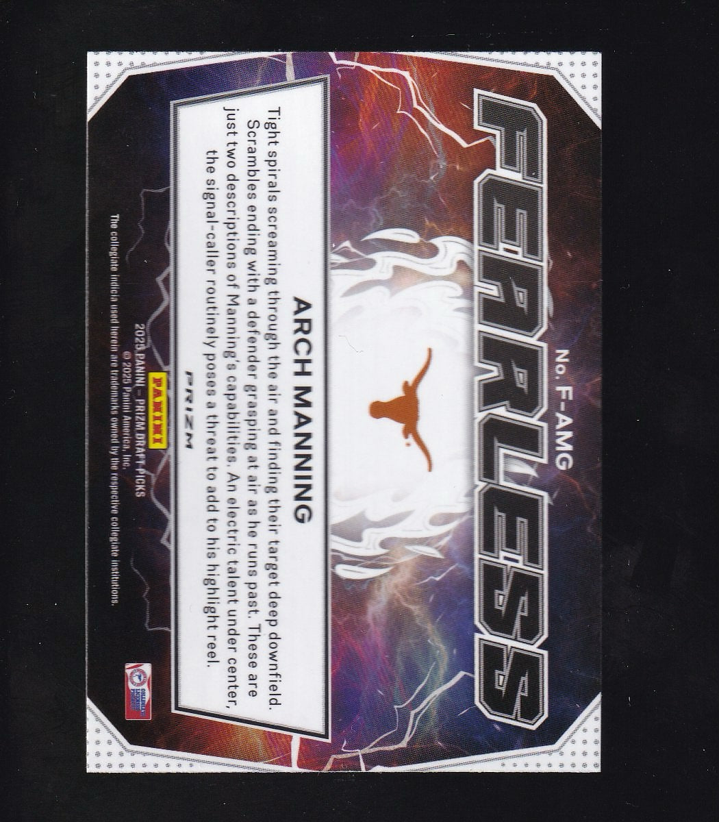 2025 Panini Prizm Draft Picks #F-AMG Arch Manning Fearless Gold Ice