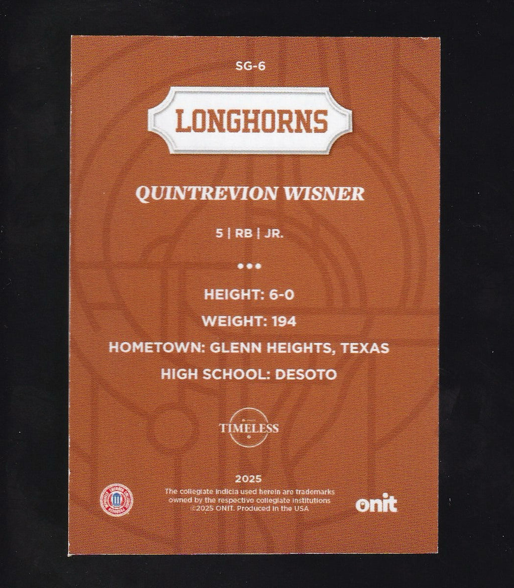 2025 ONIT Athlete-Texas Longhorns #SG-6 Quintrevion Wisner -Stained Glass /20