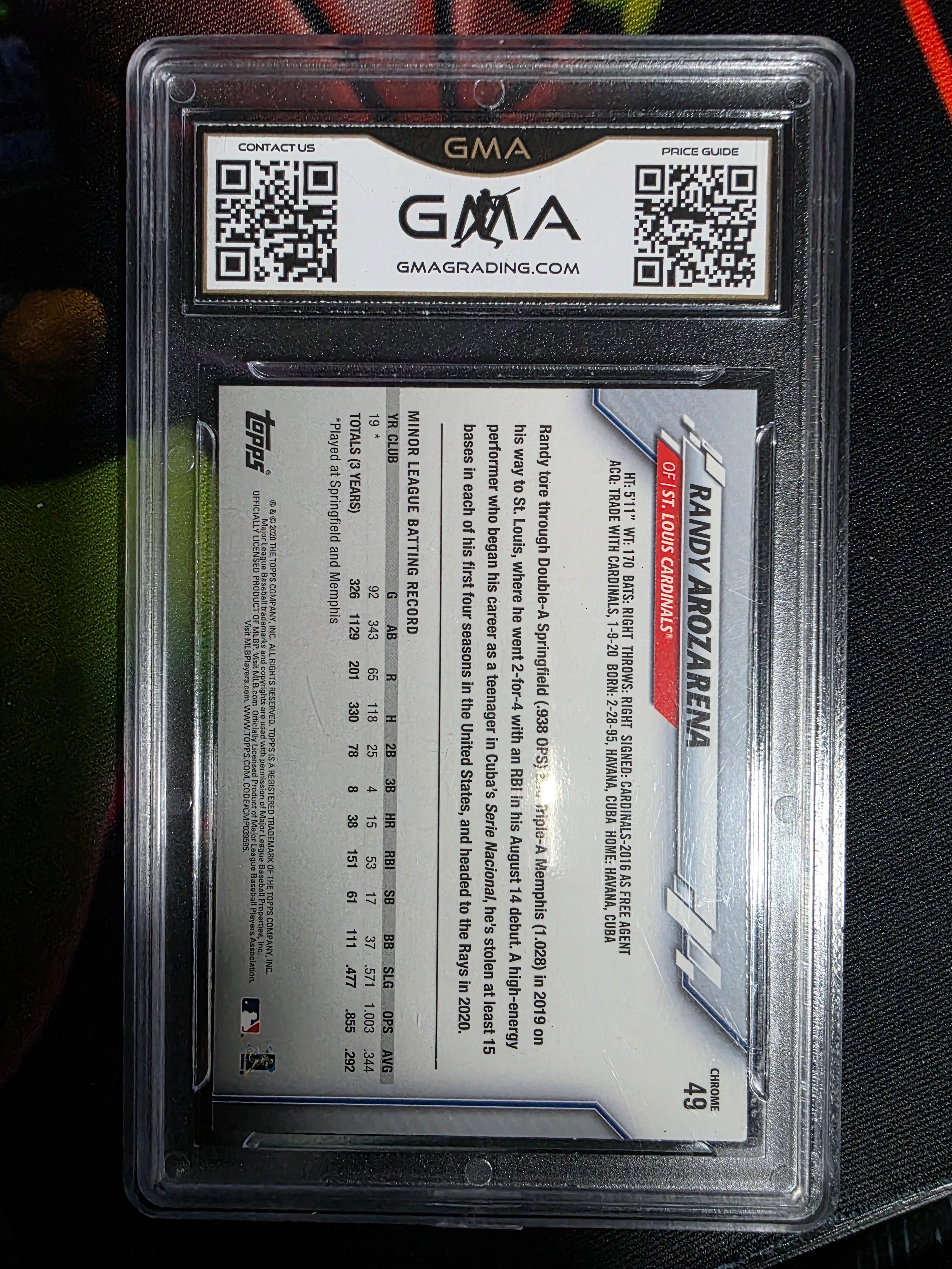 2020 Topps Chrome #49 Randy Arozarena GMA 10