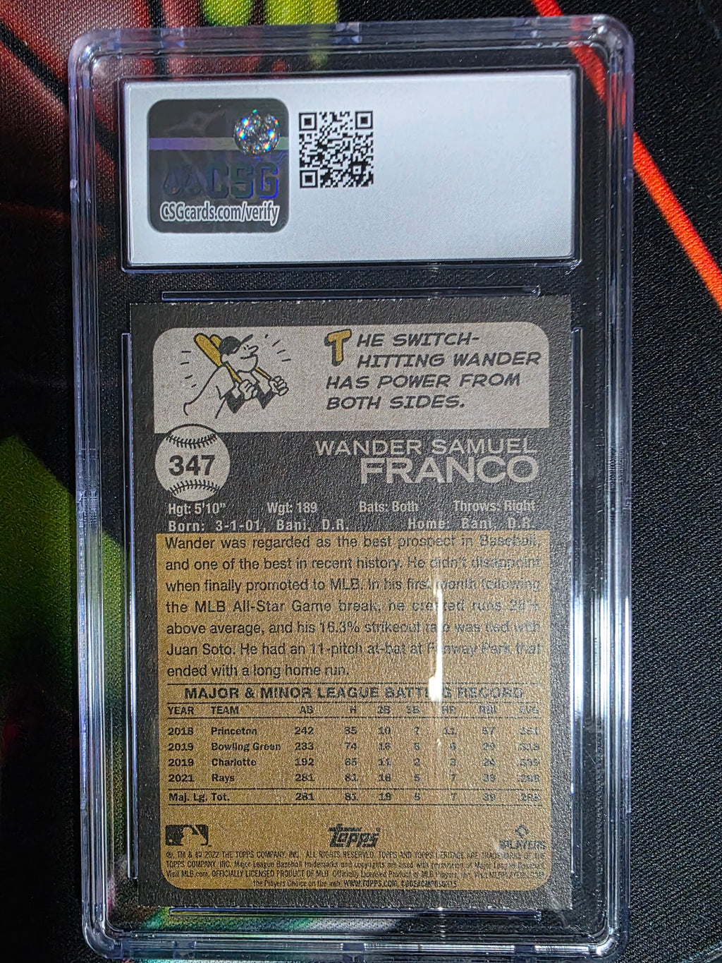 2022 Topps Heritage #347b Wander Franco CSG 8.5
