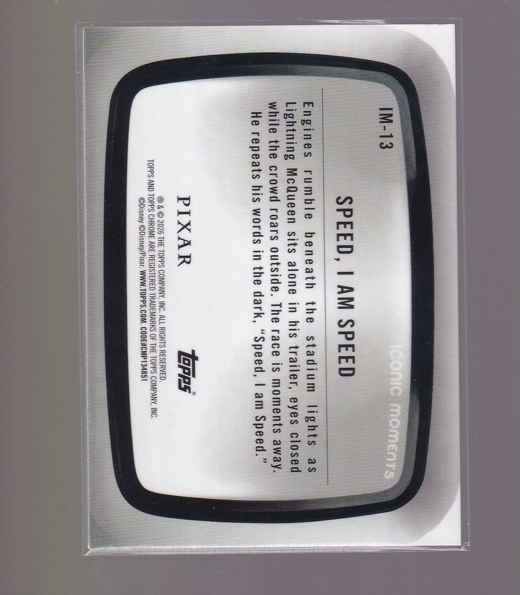 Topps Chrome Disney #IM-13 Lightening McQueen-CARS Iconic Moments