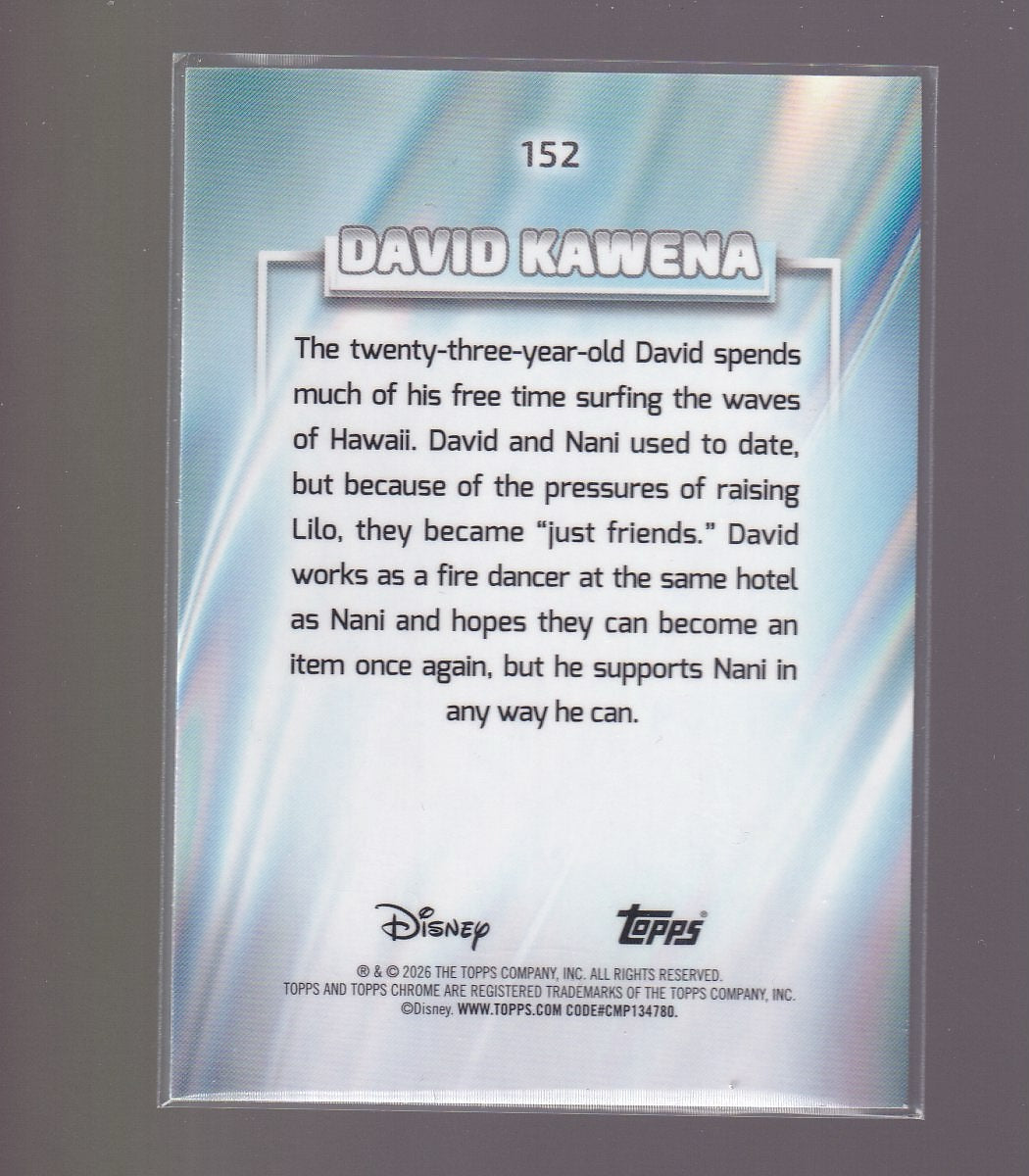 2026 Topps Chrome Disney #152 David Kawena Aqua Refractor /199