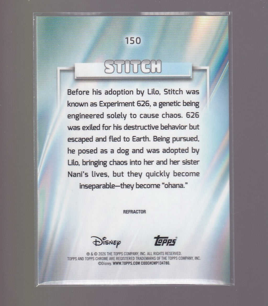 2026 Topps Chrome Disney #150 Stitch Refractor