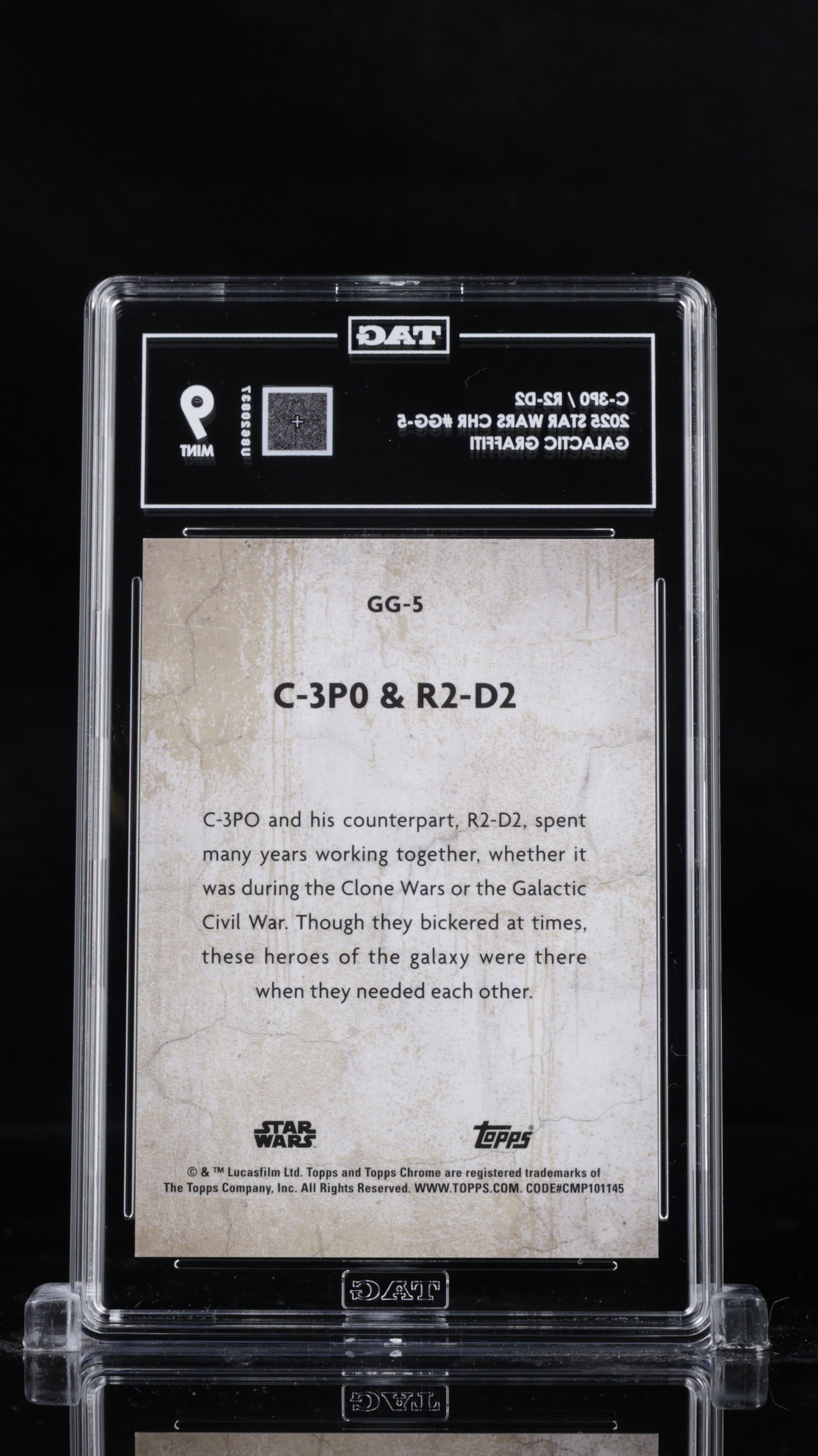 2025 Topps Chrome Star Wars #GG-5 C-3P0 / R2-D Galactic Graffiti TAG 9