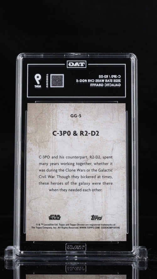 2025 Topps Chrome Star Wars #GG-5 C-3P0 / R2-D Galactic Graffiti TAG 9