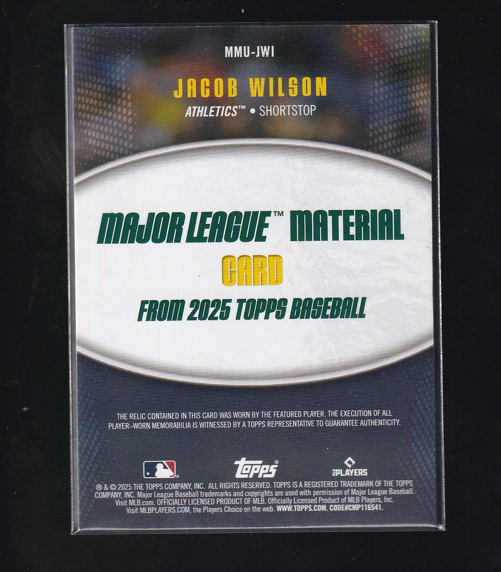 2025 Topps Update #MMU-JWI Jacob Wilson Major League Materials