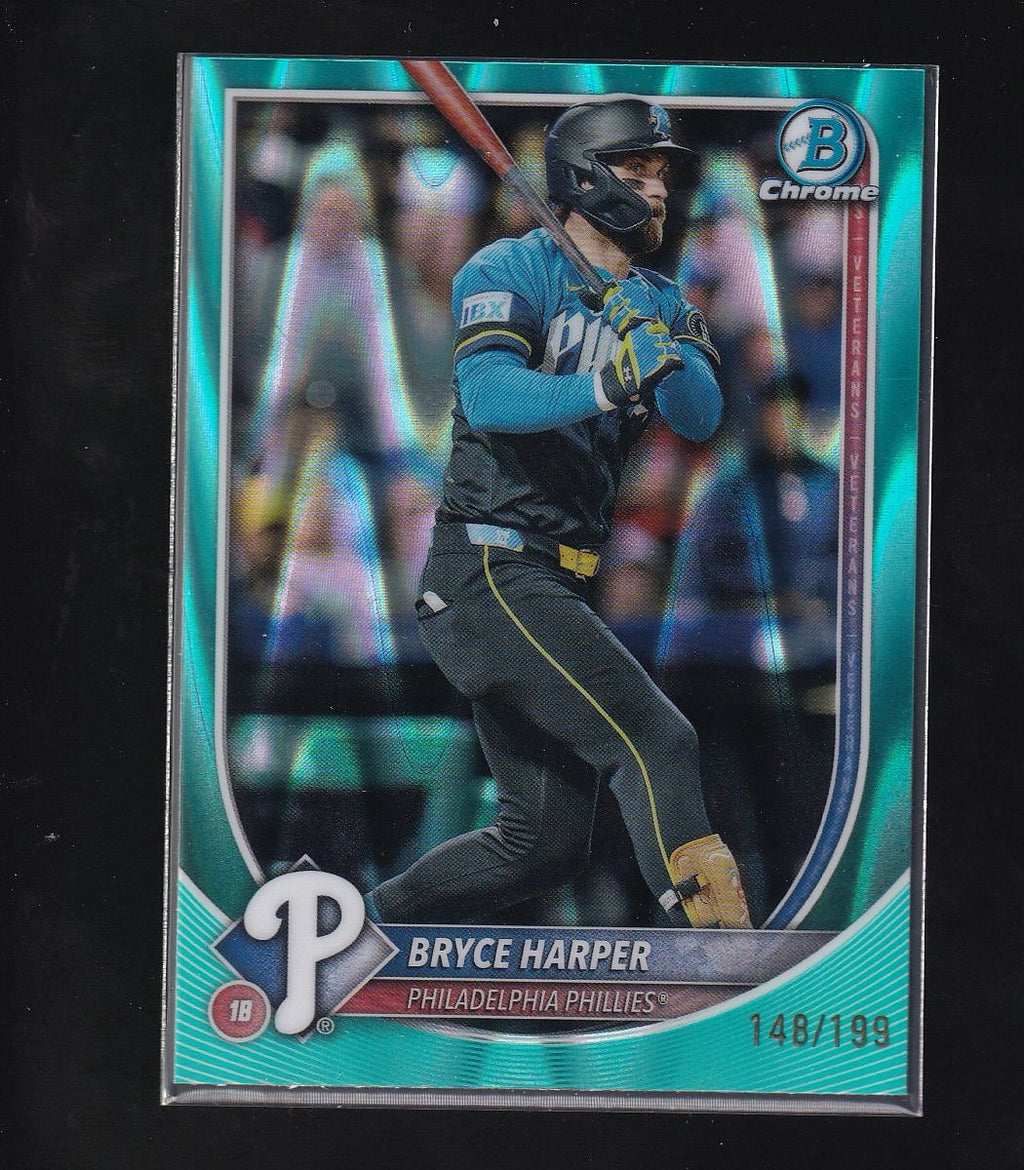 2025 Bowman Chrome #37 Bryce Harper Aqua Raywave #/199