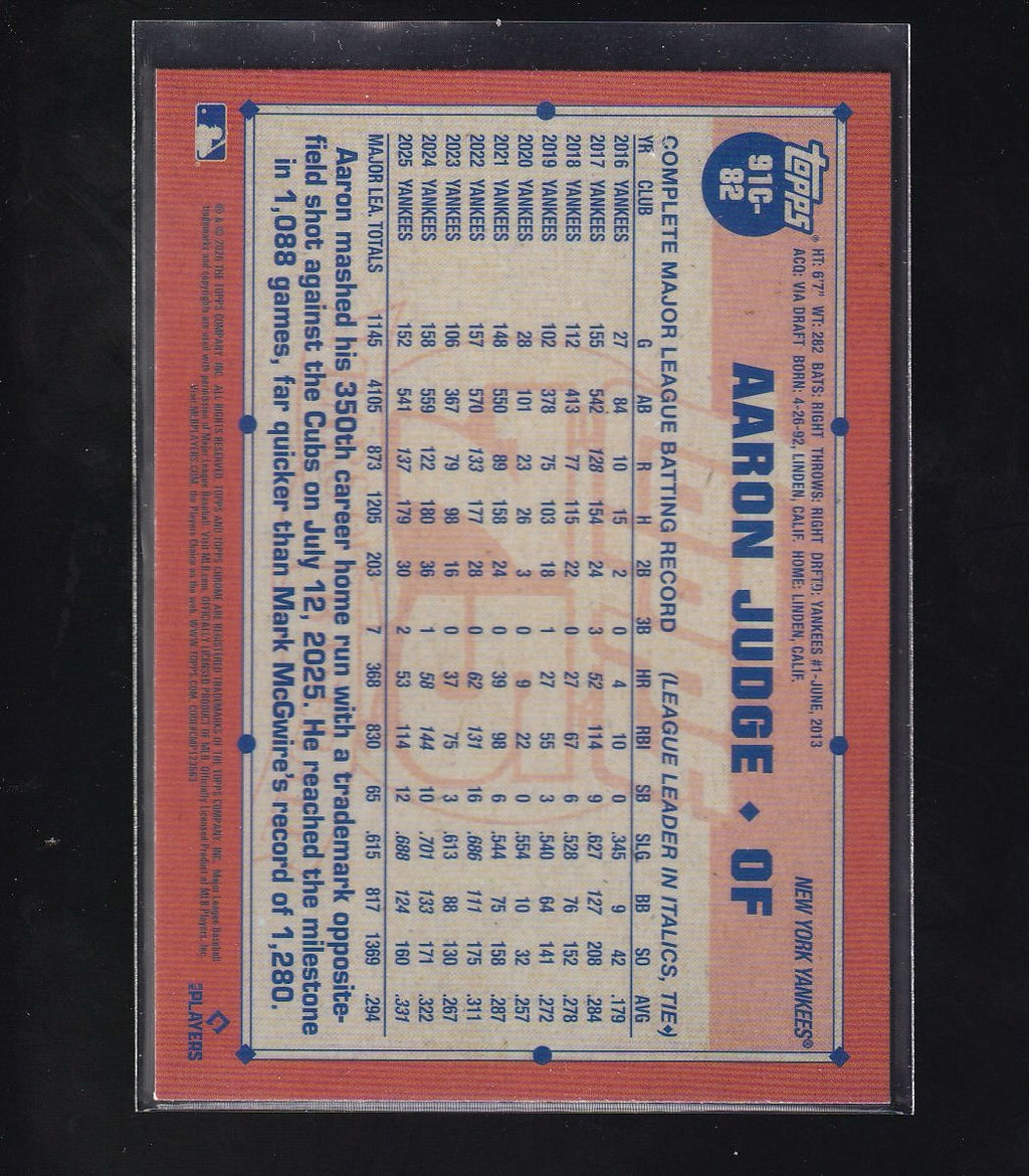 2026 Topps #91C-82 Aaron Judge 1991 Topps Baseball 35th Anniversary Chrome