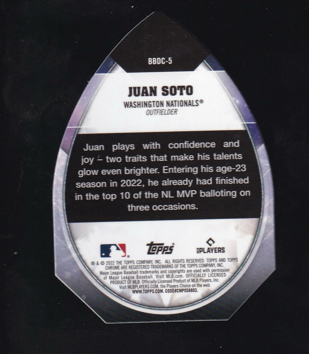 2022 Topps Chrome Ben Baller Edition #BBDC-5 Juan Soto Ben's Diamond Die Cuts
