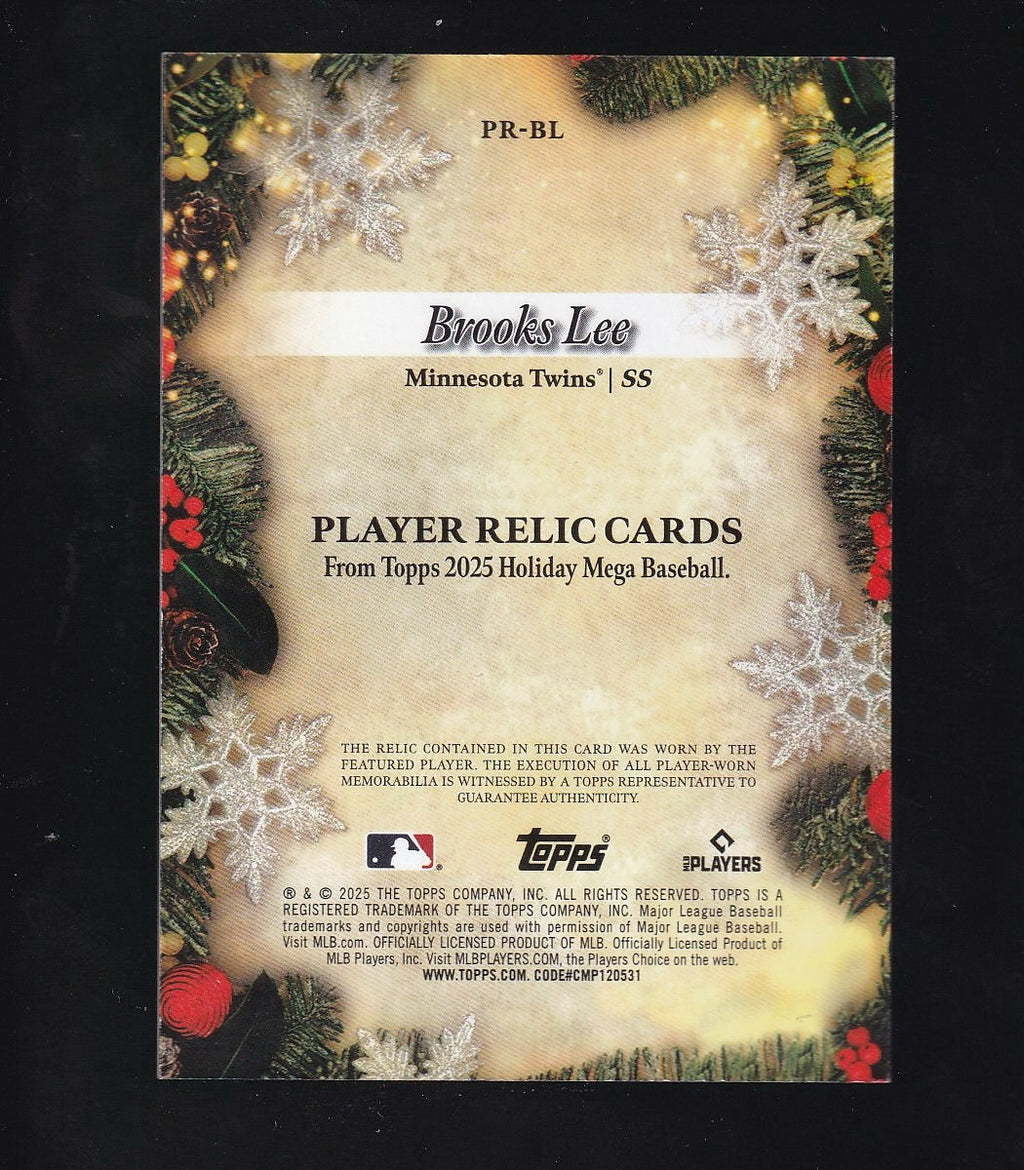 2025 Topps Holiday #PR-BL Brooks Lee Player Relics